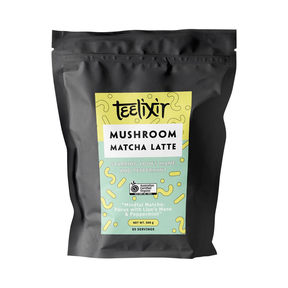Teelixir Organic Mushroom Matcha Latte (Starring Lions Mane And Peppermint) 500G - Cutprice Online