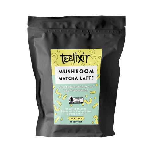 Teelixir Organic Mushroom Matcha Latte (Starring Lions Mane And Peppermint) 500G - Cutprice Online