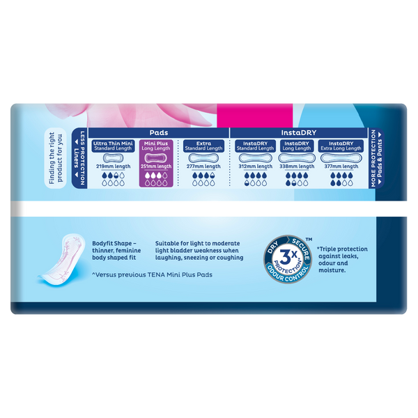 Tena Pads Mini Plus Long Length Pads 16PK - Cutprice Online