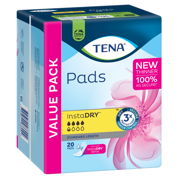 TENA PAD INSTADRY STANDARD LENGTH 20PK - Cutprice Online