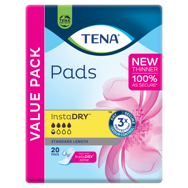 TENA PAD INSTADRY STANDARD LENGTH 20PK - Cutprice Online
