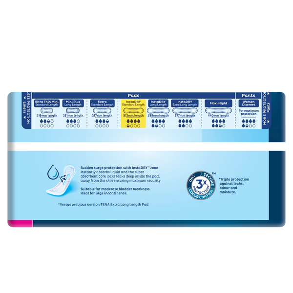 TENA PAD INSTADRY STANDARD LENGTH 20PK - Cutprice Online