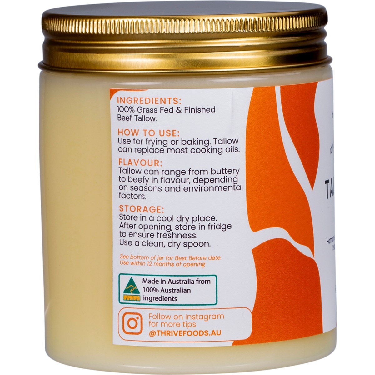 Thrive Tallow 100% Grass Fed Tallow 250ml - Cutprice Online