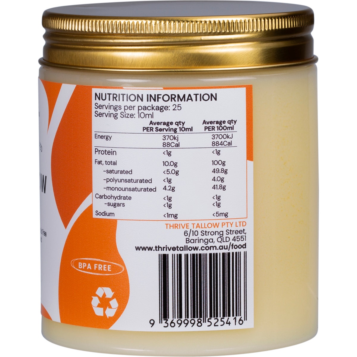 Thrive Tallow 100% Grass Fed Tallow 250ml - Cutprice Online