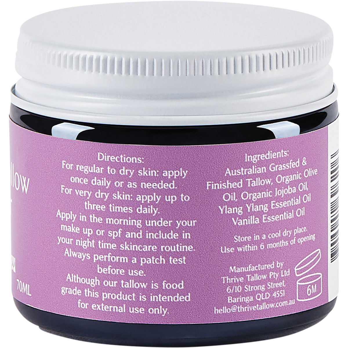 Thrive Tallow Ylang Ylang & Vanilla Whipped Tallow Moisturiser 70ml