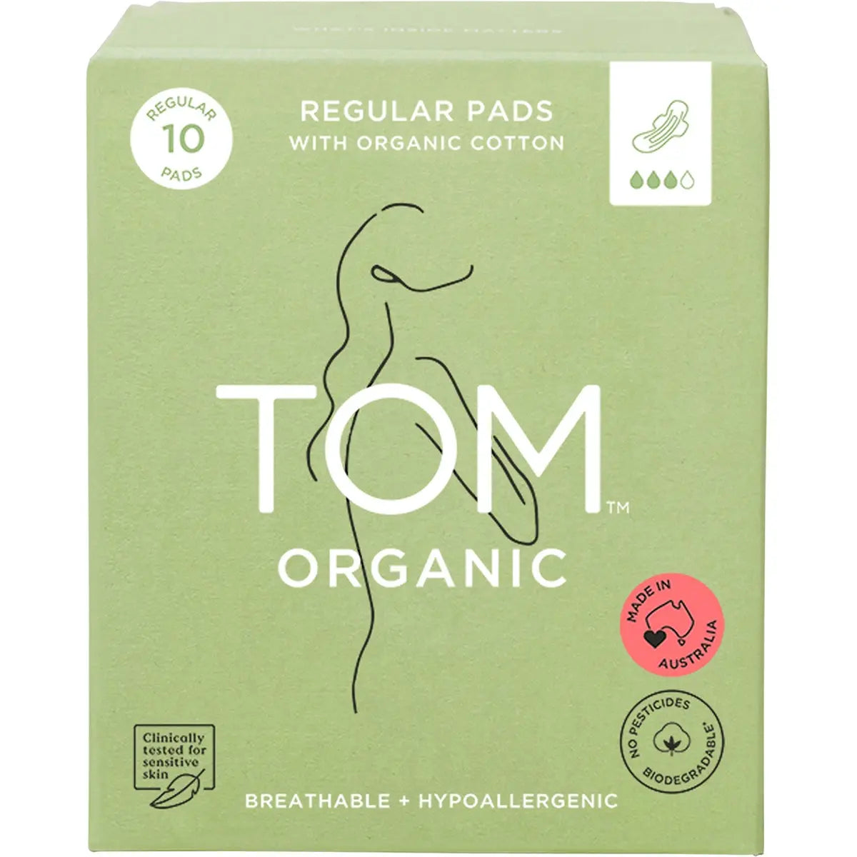 TOM ORGANIC Pads Regular 10PK TOM ORGANIC