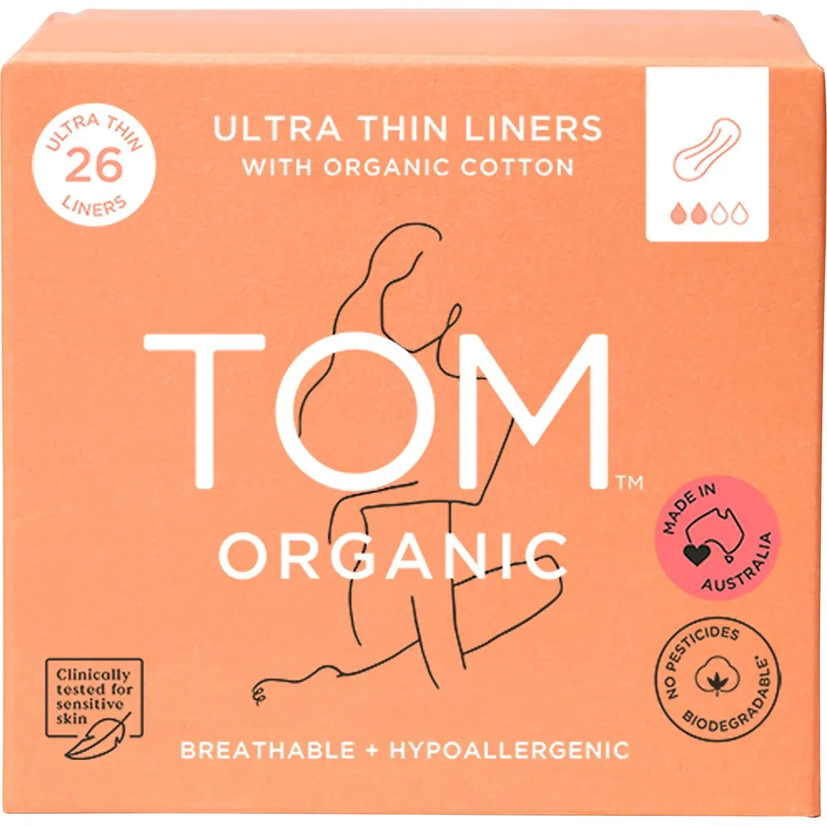 TOM ORGANIC Panty Liners (Wrapped) Ultra Thin Liners For Everyday 26 TOM ORGANIC
