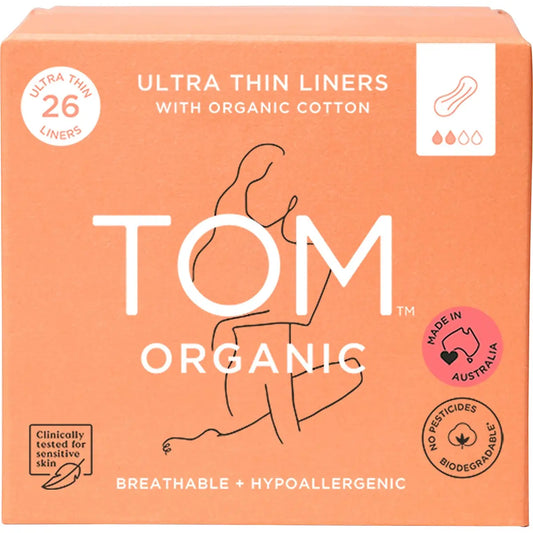 TOM ORGANIC Panty Liners (Wrapped) Ultra Thin Liners For Everyday 26 TOM ORGANIC