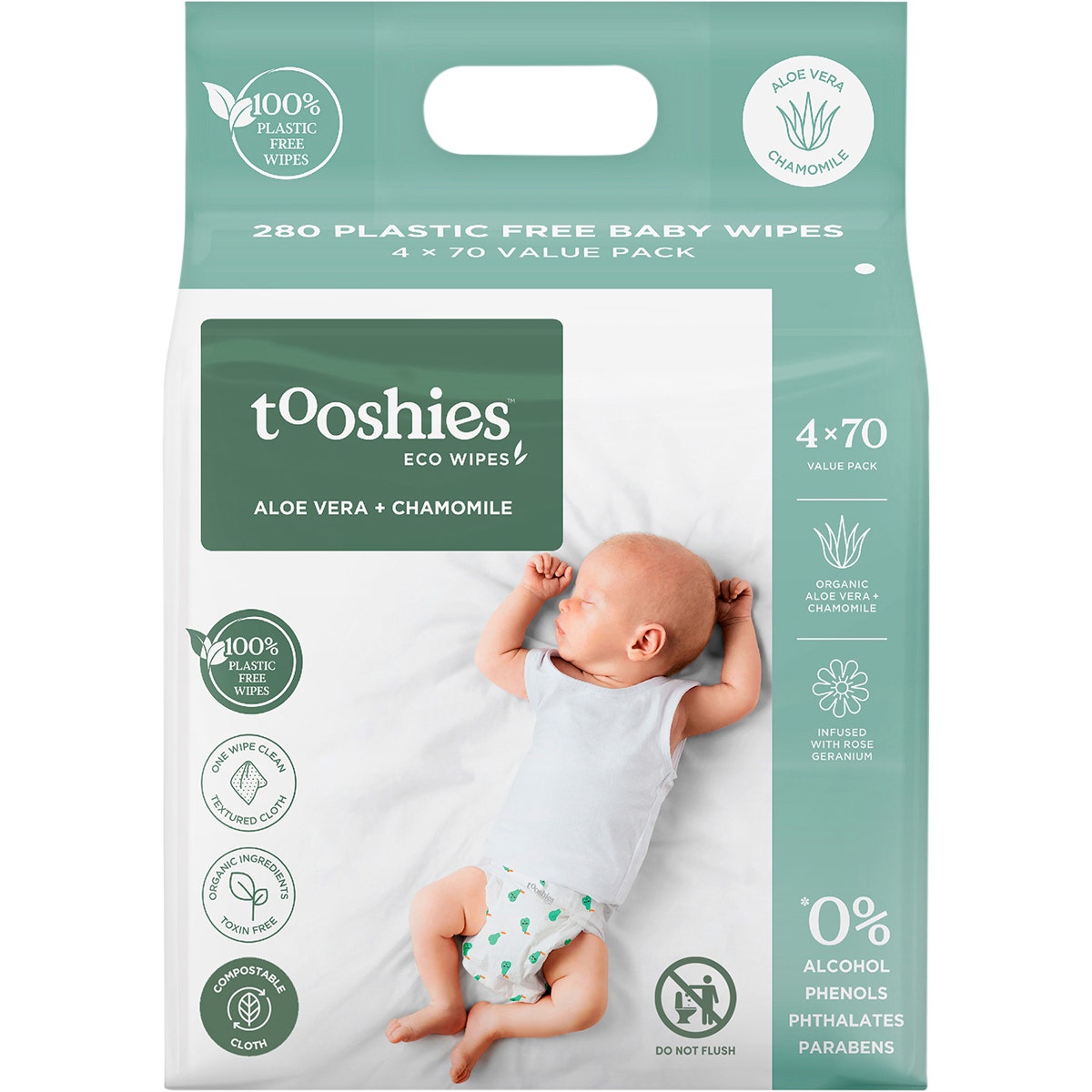 Tooshies Eco Wipes Value Pack Aloe Vera & Chamomile 280PK - Cutprice Online