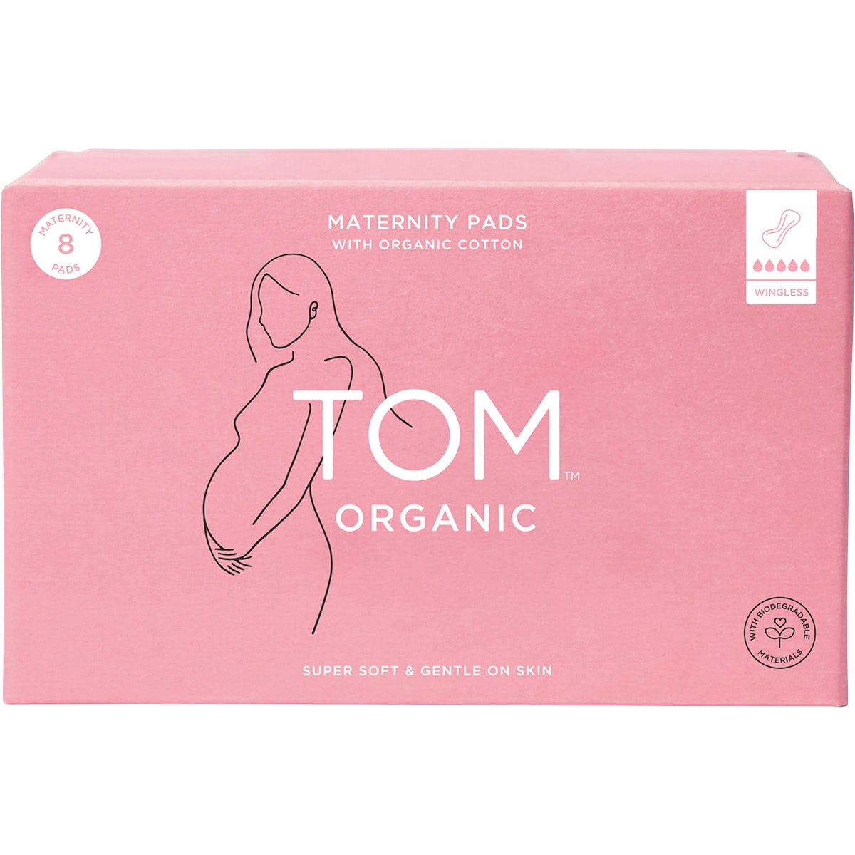 Tom Organic Maternity Pads Wingless 8pk - Cutprice Online