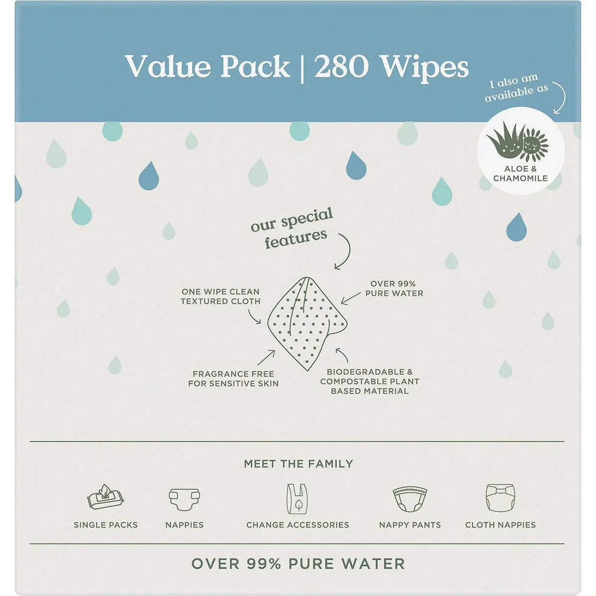 TOOSHIES BY TOM Pure Baby Wipes 99% Pure Water 70 TOOSHIES BY TOM