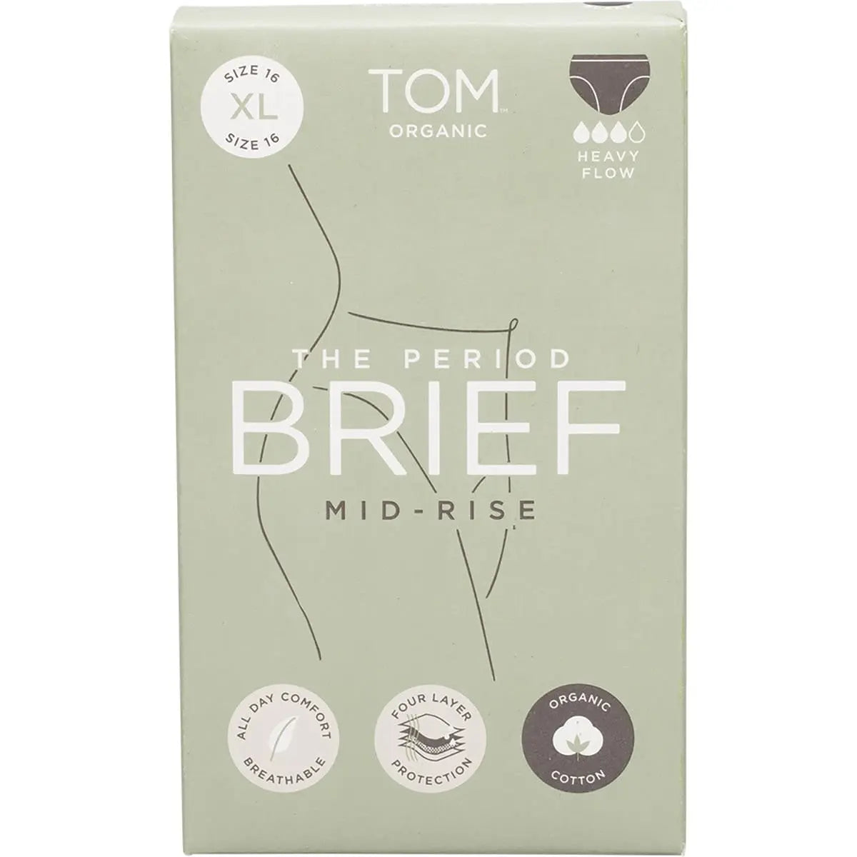 TOM ORGANIC The Period Brief Mid-Rise Black XL TOM ORGANIC