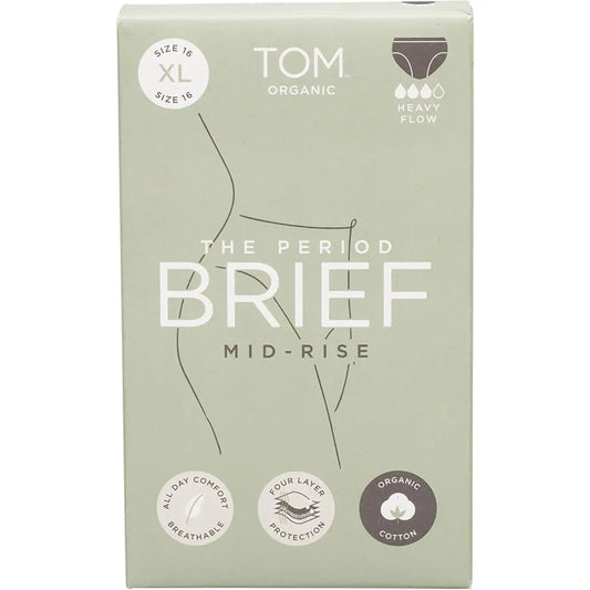 TOM ORGANIC The Period Brief Mid-Rise Black XL TOM ORGANIC