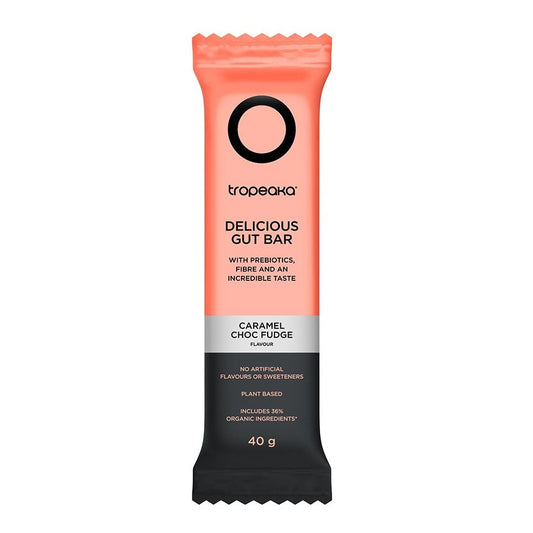 Tropeaka Caramel Choc Fudge Gut Bar 50g (Pack of 12) - Cutprice Online