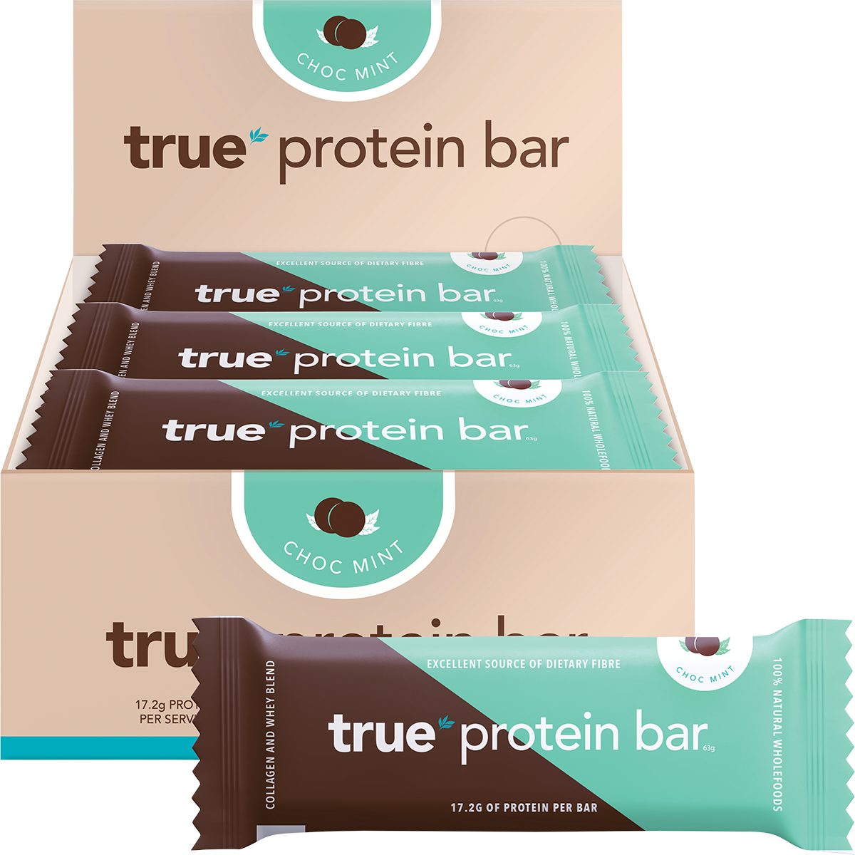 True Protein Choc Mint Protein Bar 63g x 12 Pack