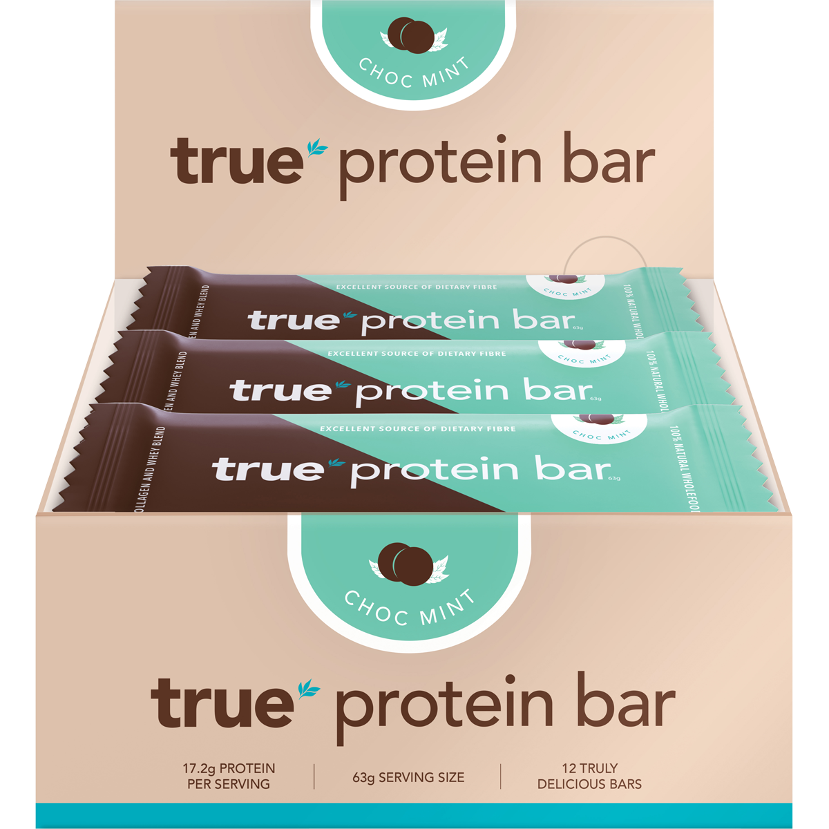 True Protein Choc Mint Protein Bar 63g x 12 Pack
