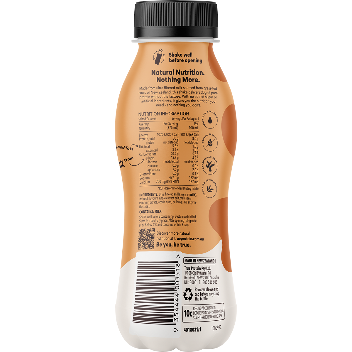 True Protein Salted Caramel All Natural Protein Shake 375ml x 12 Pack