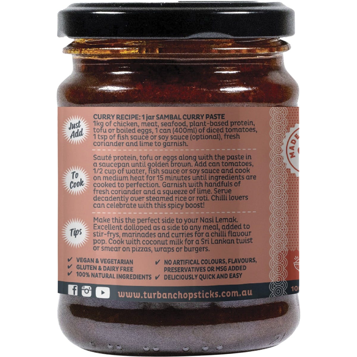TURBAN CHOPSTICKS Curry Paste Sambal Vegan 240g - Cutprice Online