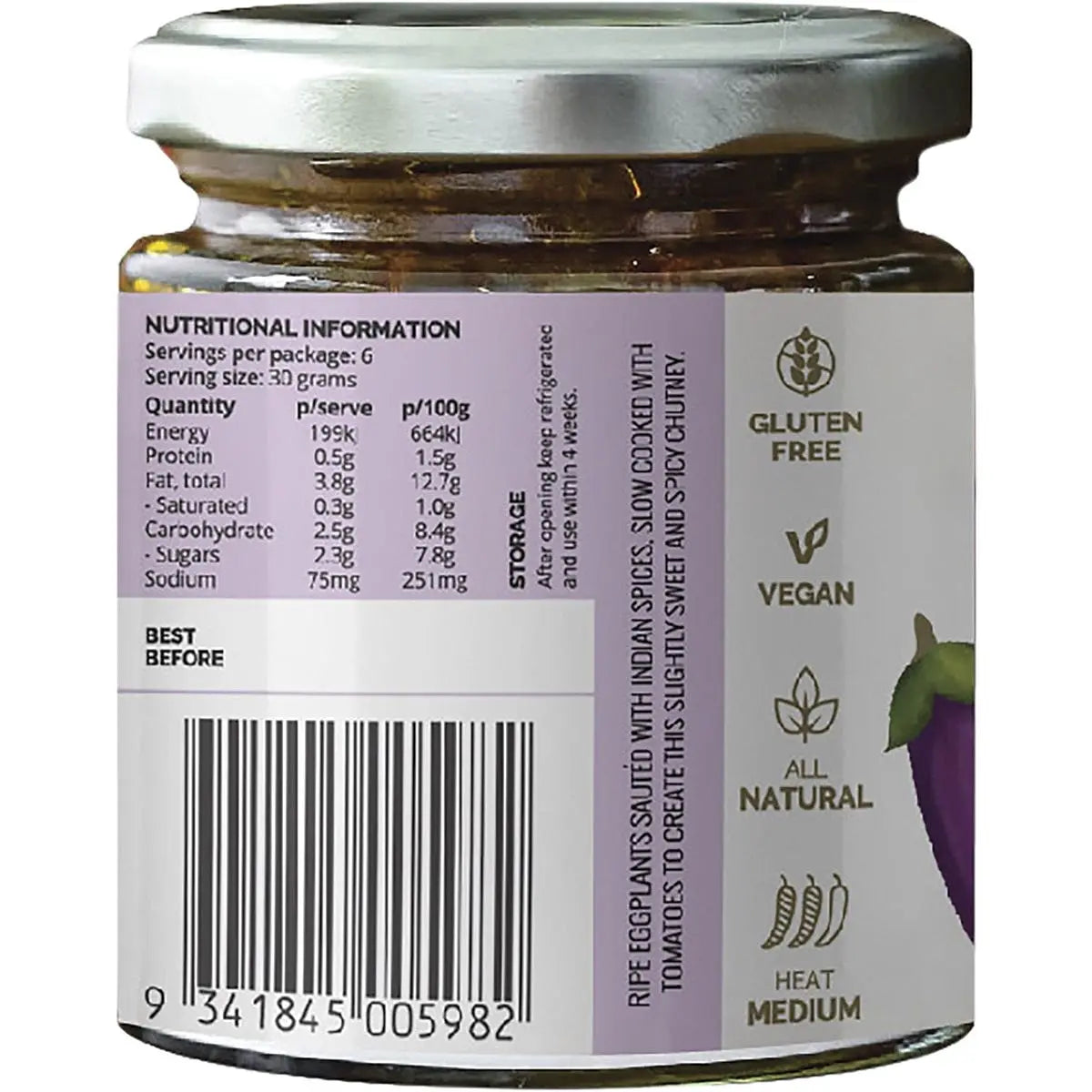 TURBAN CHOPSTICKS Chutney Eggplant 180g TURBAN CHOPSTICKS