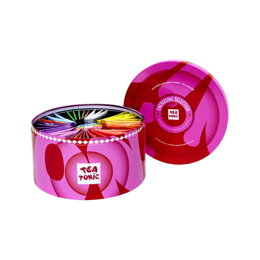 Tea Tonic Energising Selection Round Tin X 40 Tea Bags (Contains Bonus Mini Tin of Red Hearts) - Cutprice Online