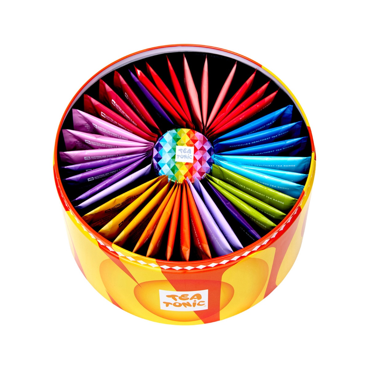 Tea Tonic Fruity Selection Round Tin X 40 Tea Bags (Contains Bonus Mini Tin of Gold Sugar) - Cutprice Online