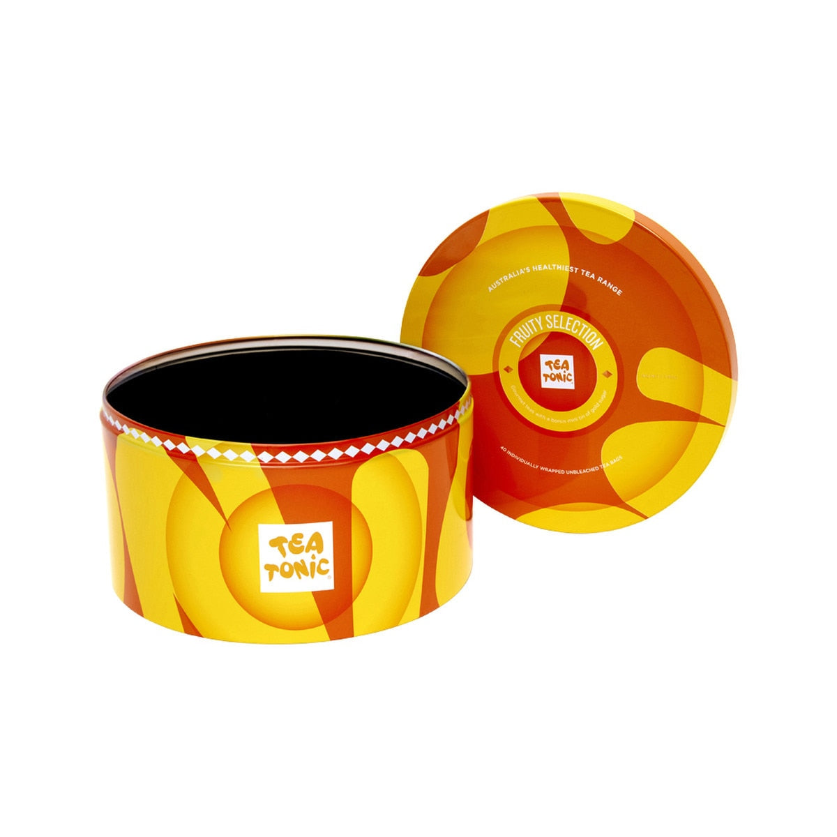 Tea Tonic Fruity Selection Round Tin X 40 Tea Bags (Contains Bonus Mini Tin of Gold Sugar) - Cutprice Online