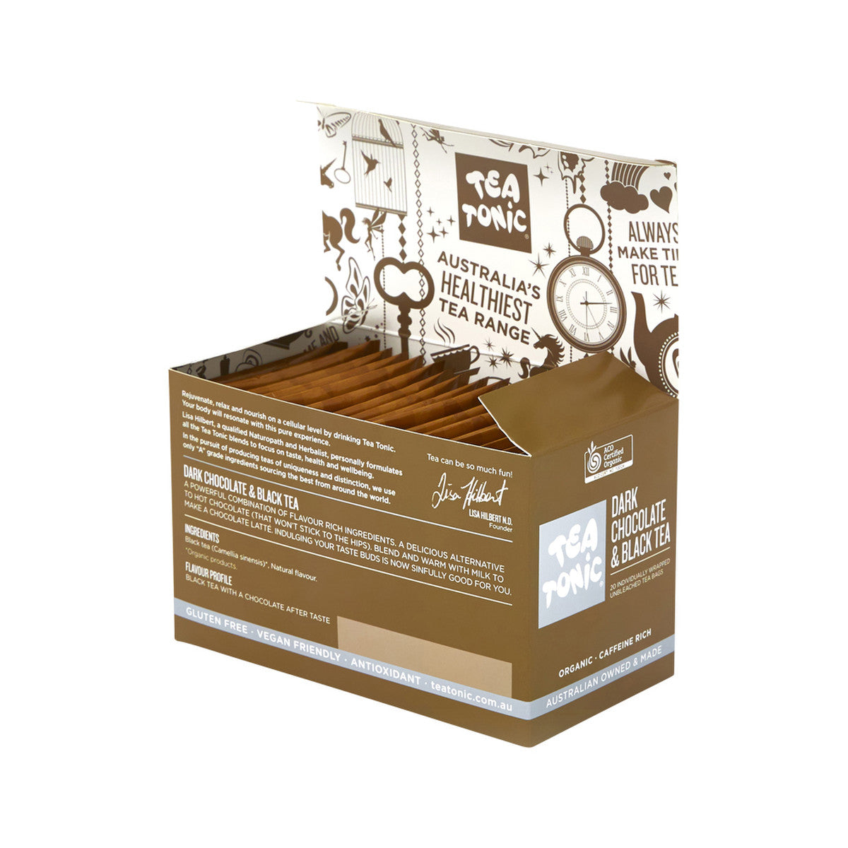 Tea Tonic Organic Dark Chocolate & Black Tea x 20 Tea Bags - Cutprice Online