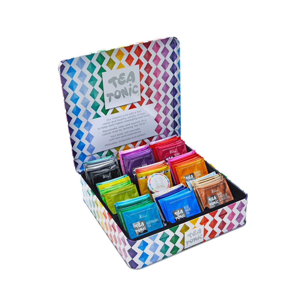 Tea Tonic Gourmet Tin Tea Chest High Tea x 63 Tea Bags + Mini Gold Sugar - Cutprice Online