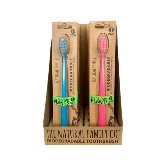 The Natural Family Co. Bio Toothbrush Neon Mixed (Pack of 8) (contains: Up To 6 Different Neon Colours - Supplied at Random) - Cutprice Online