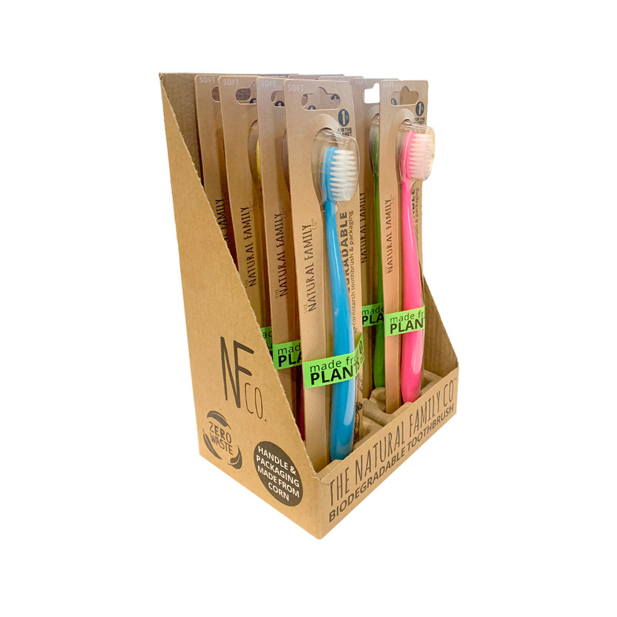 The Natural Family Co. Bio Toothbrush Neon Mixed (Pack of 8) (contains: Up To 6 Different Neon Colours - Supplied at Random) - Cutprice Online