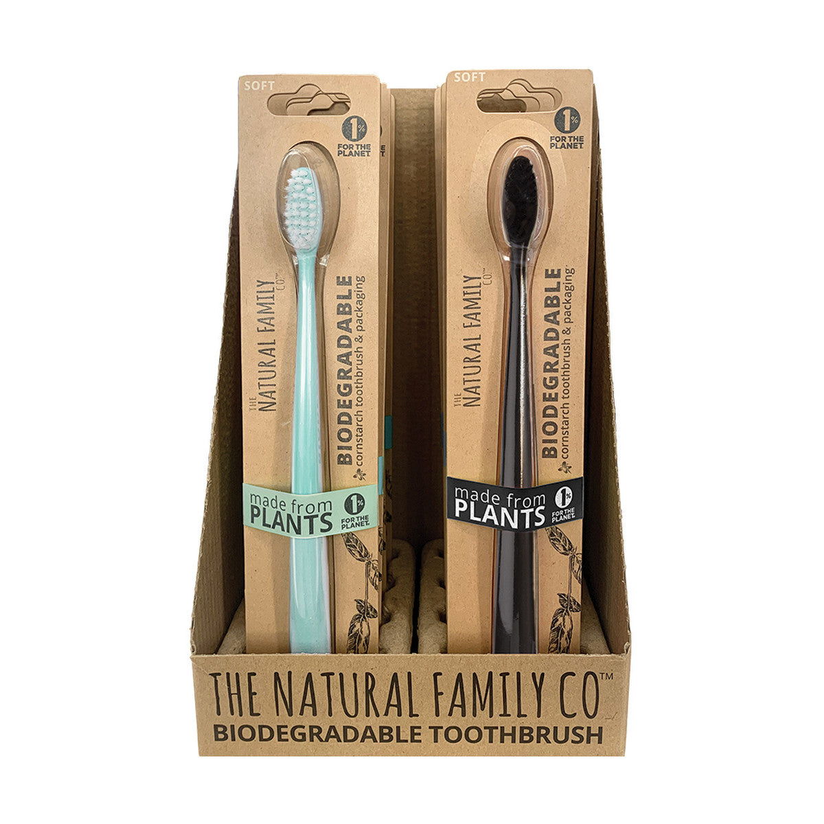 The Natural Family Co. Bio Toothbrush Pastel Mixed (Pack of 8) (contains: Up To 5 Different Pastel Colours - Supplied at Random) - Cutprice Online