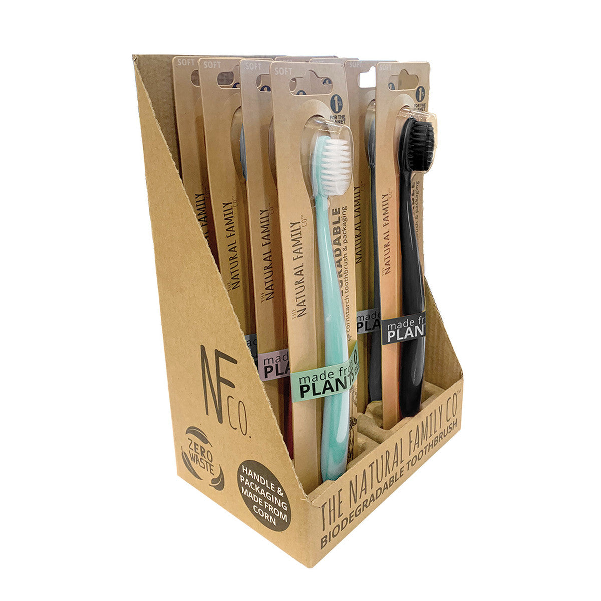 The Natural Family Co. Bio Toothbrush Pastel Mixed (Pack of 8) (contains: Up To 5 Different Pastel Colours - Supplied at Random) - Cutprice Online