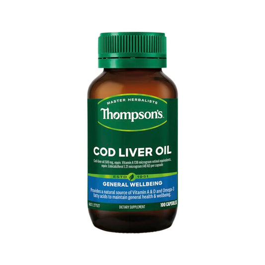 Thompson's Cod Liver Oil 100 Capsules THOMPSON'S