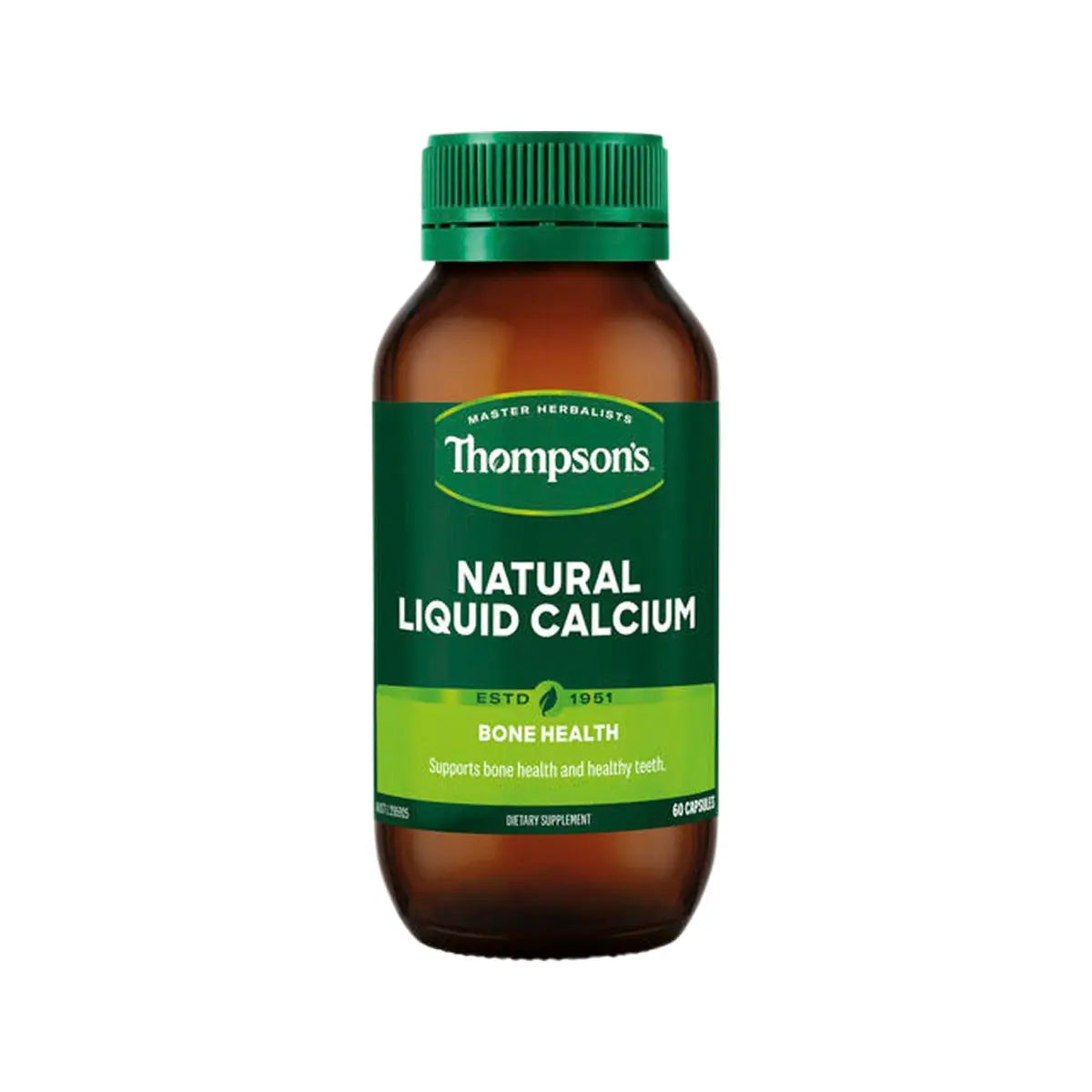 Thompson's Natural Liquid Calcium 60 Capsules New Formula THOMPSON'S