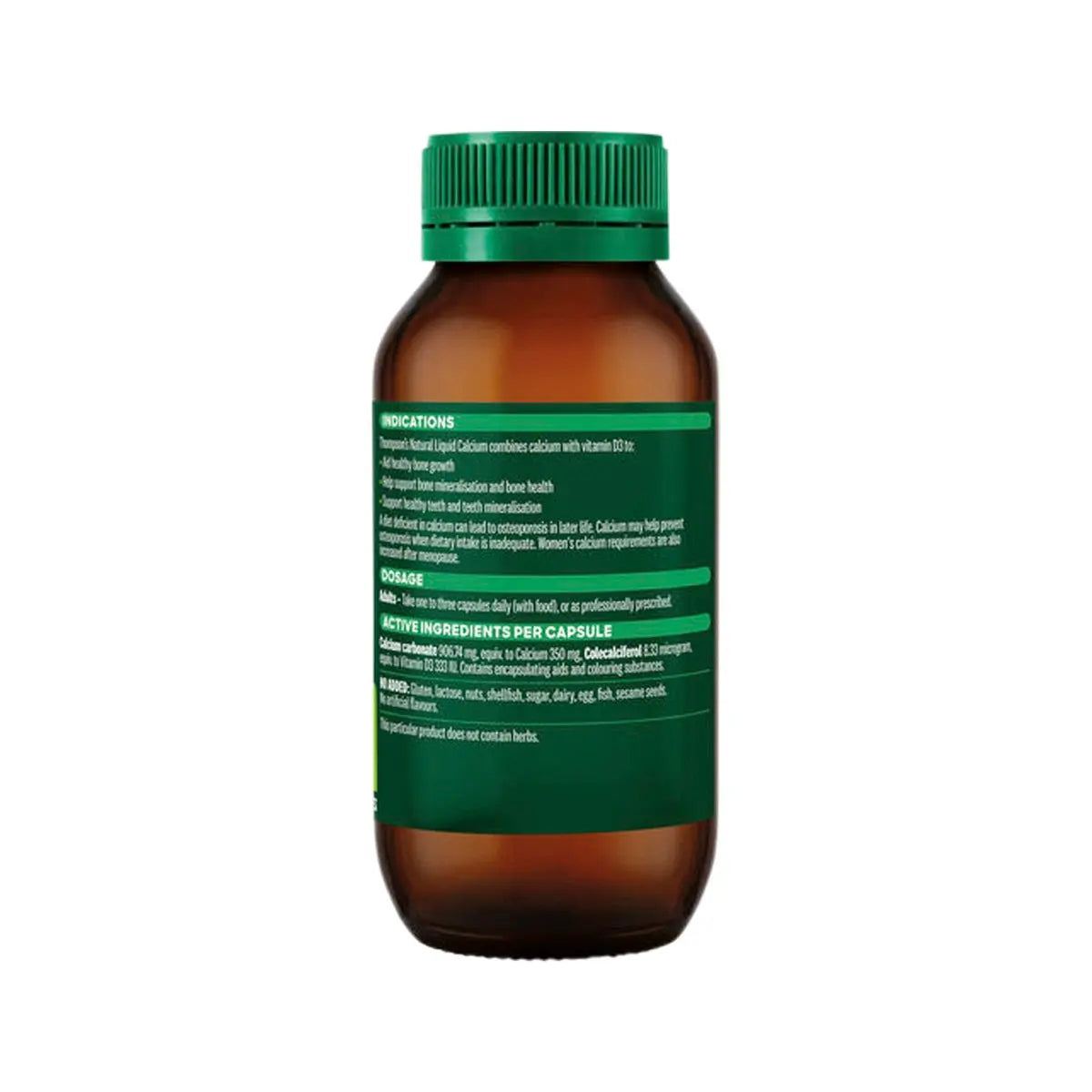 Thompson's Natural Liquid Calcium 60 Capsules New Formula THOMPSON'S