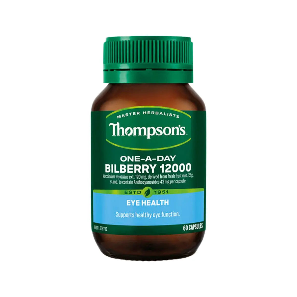Thompson's One-A-Day Bilberry 12000mg 60 Capsules THOMPSON'S