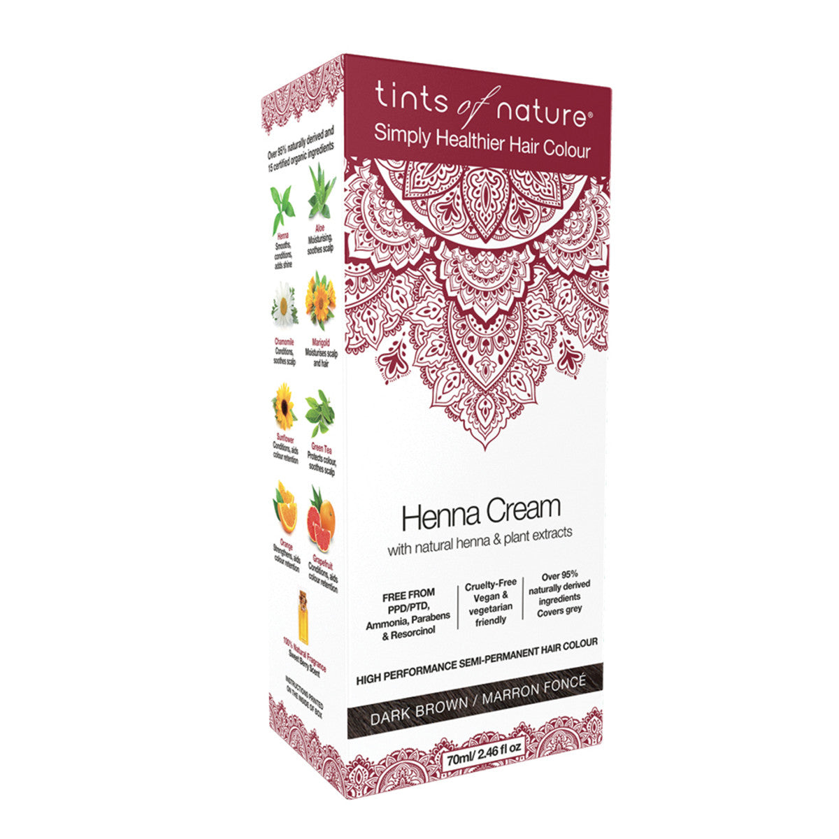 Tints of Nature Henna Cream (Semi-Permanent Hair Colour) Dark Brown 70ml - Cutprice Online