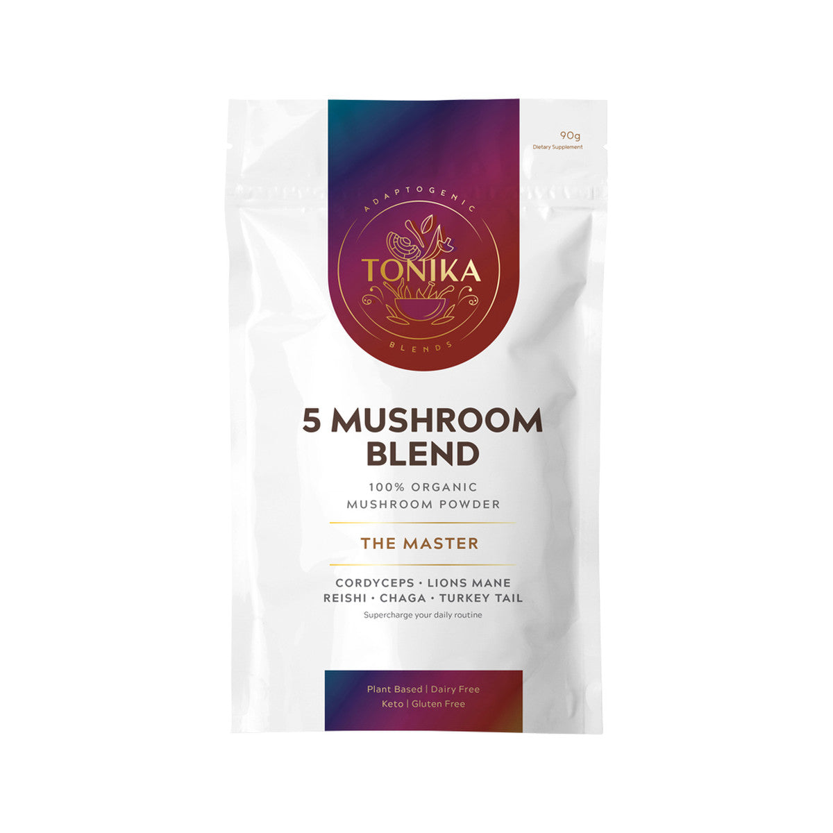 Tonika 100% Organic Mushroom Powder 5 Mushroom Blend 90g - Cutprice Online