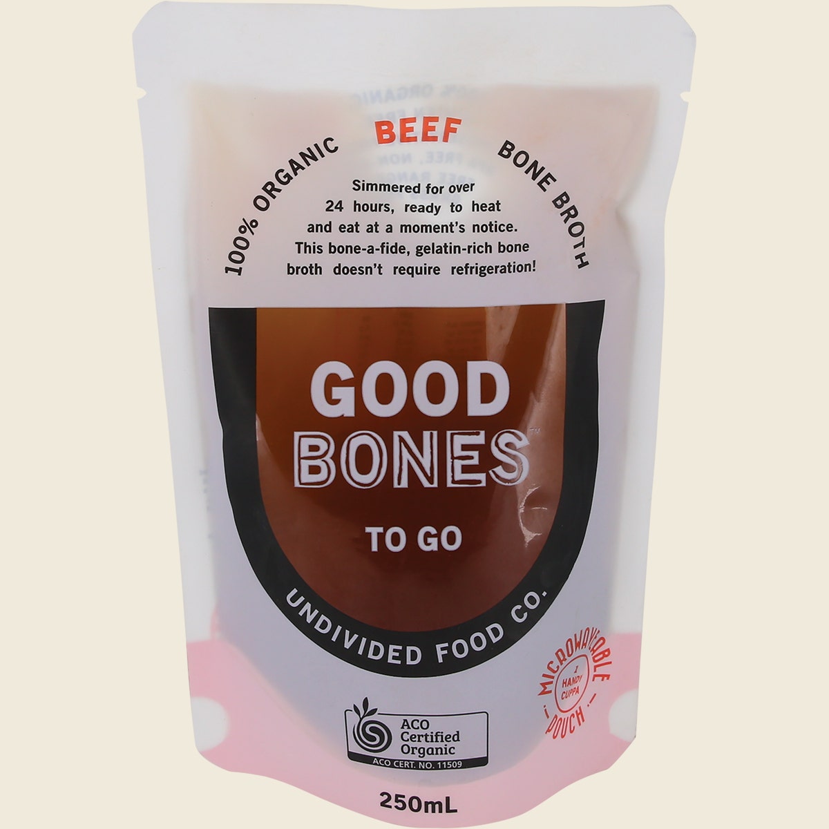 Undivided Food Co Good Bones 100% Organic Beef Bone Broth 250ml