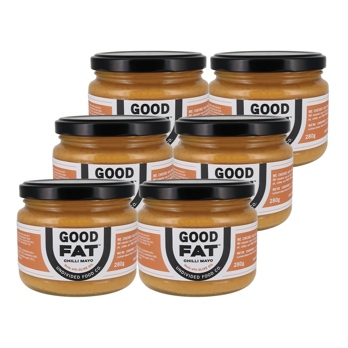 Undivided Food Co. Good Fat Chilli Mayonnaise 280g x 6 Pack