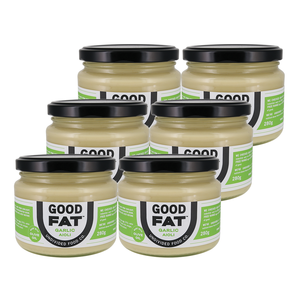 Undivided Food Co. Good Fat Garlic Aioli 280g x 6 Pack