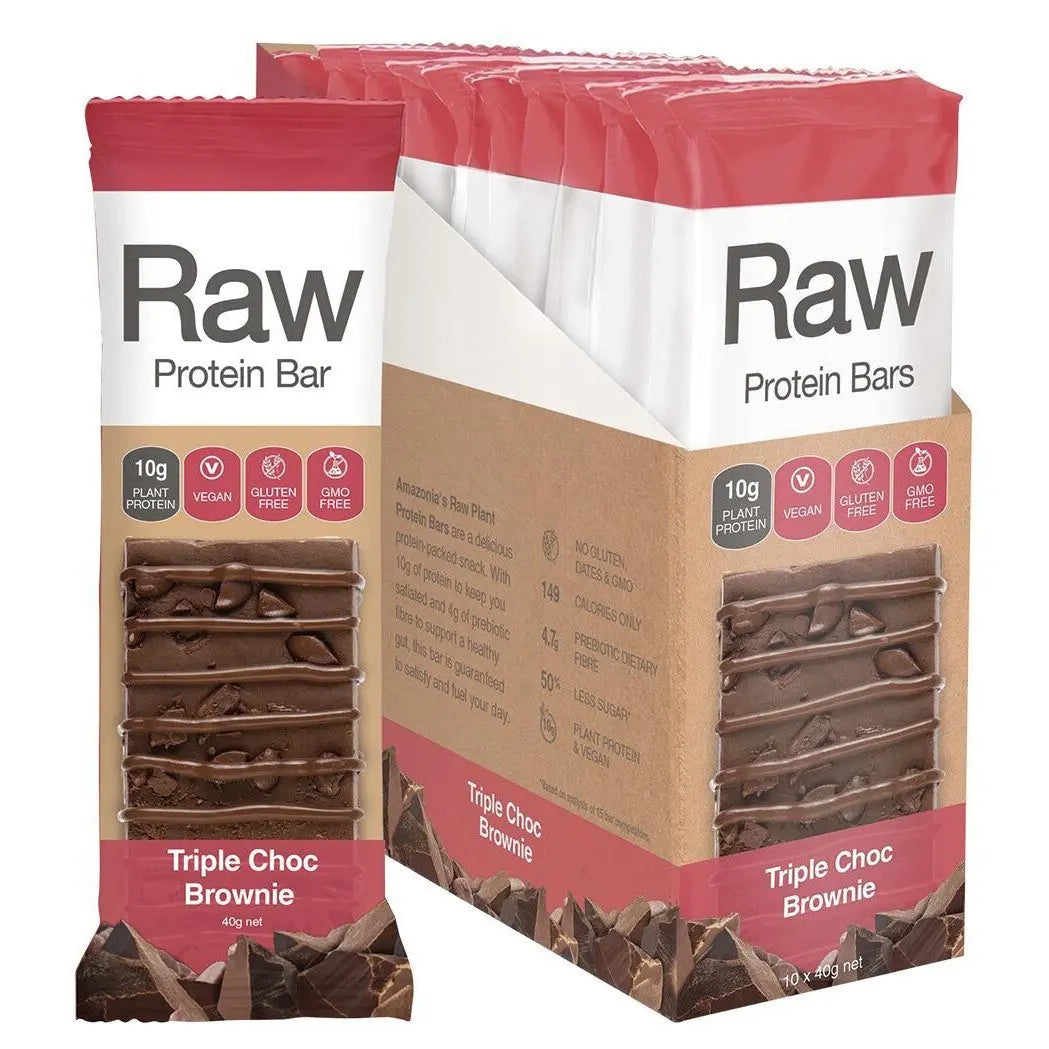 Amazonia Raw Protein Bar Triple Choc Brownie 10x40g AMAZONIA