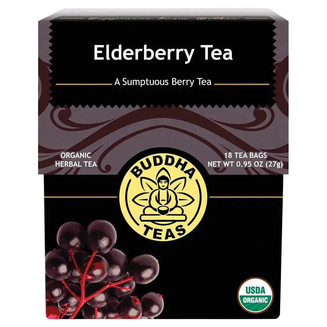 BUDDHA TEAS Organic Herbal Tea Bags Elderberry Tea 18 BUDDHA TEAS