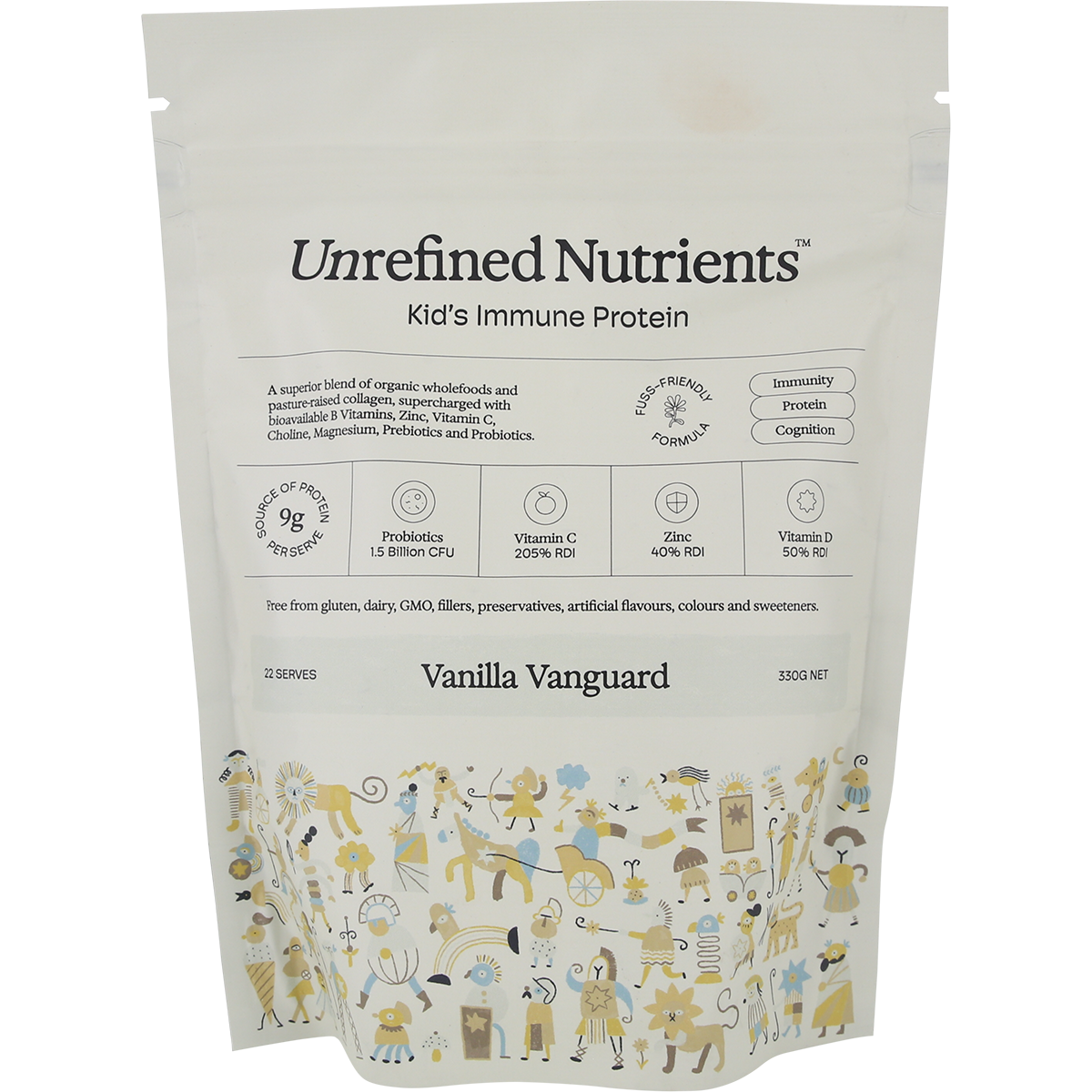 Unrefined Nutrients Vanilla Vanguard Kid's Immune Protein 330g