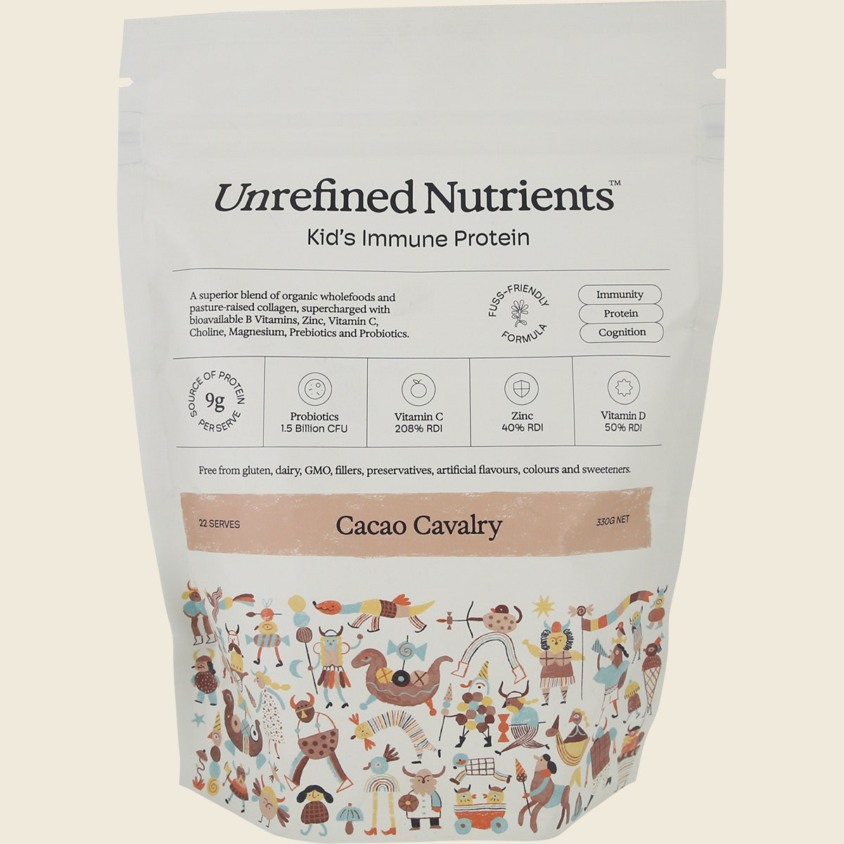 Unrefined Nutrients Kid's Immune Protein Cacao Cavalry 330g