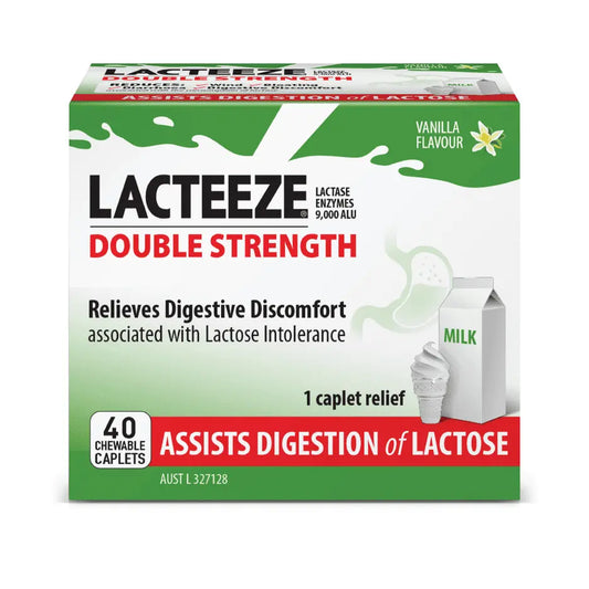 Lacteeze Double Strength 40 Chewable Caplets LACTEEZE