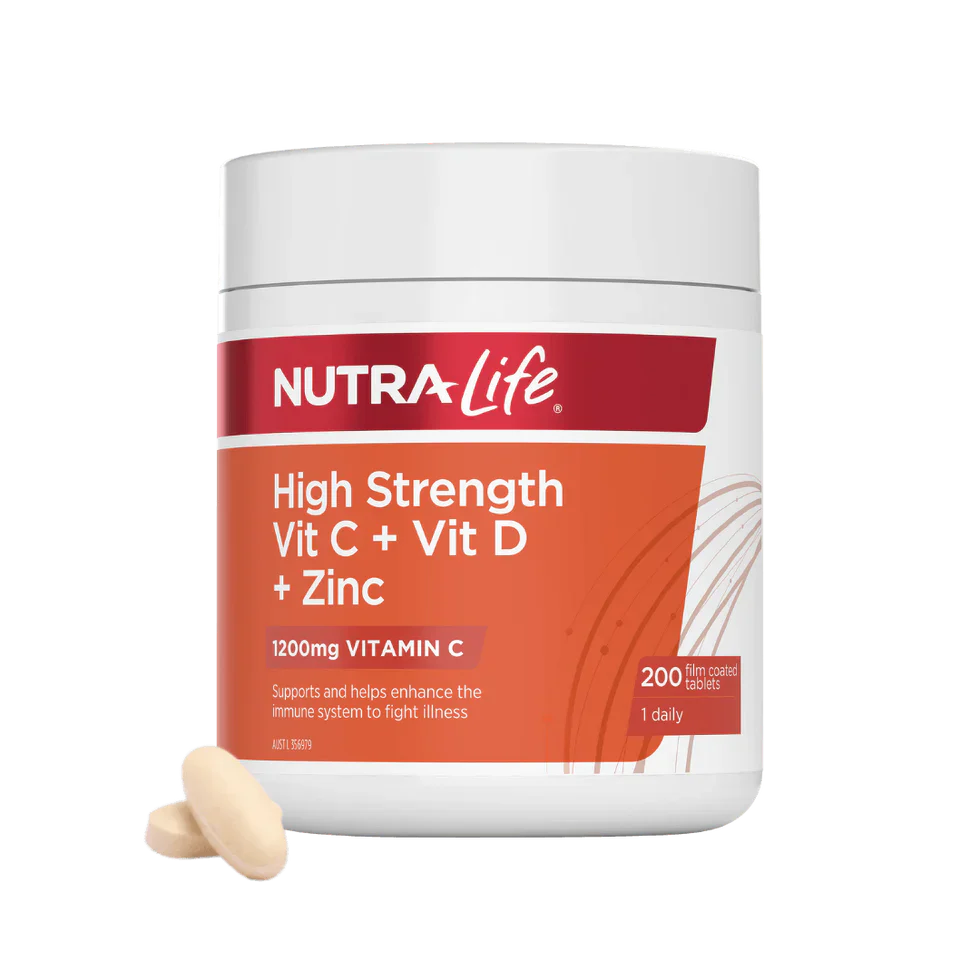 High Strength Vitamin C + D + Zinc 200 Tablets