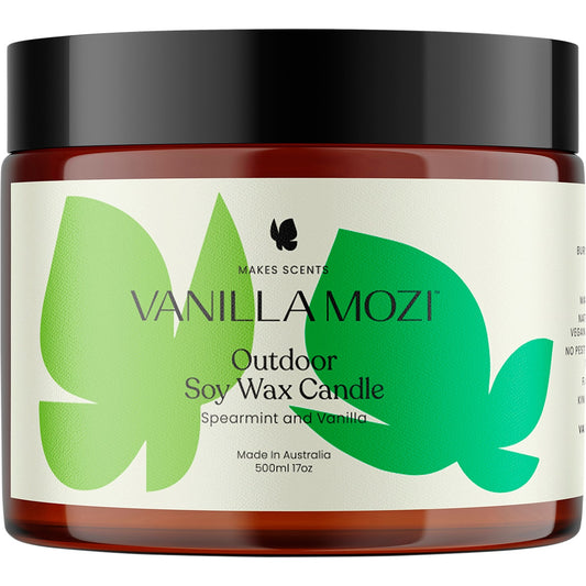 VANILLA MOZI Outdoor Soy Wax Candle Spearmint and Vanilla 500ml vanilla mozi