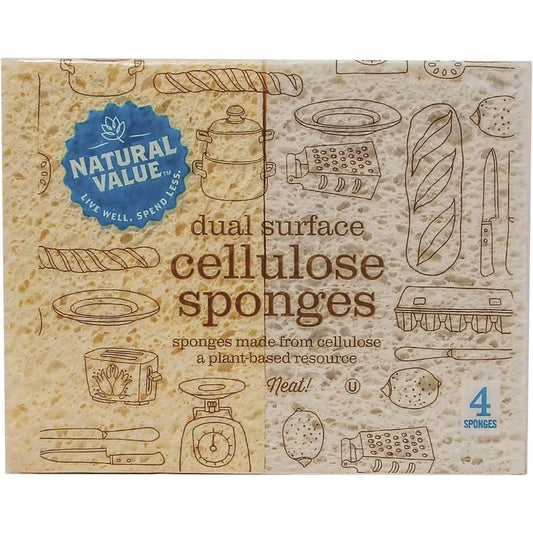 NATURAL VALUE Dual Surface Cellulose Sponges 4 Pack 4 NATURAL VALUE
