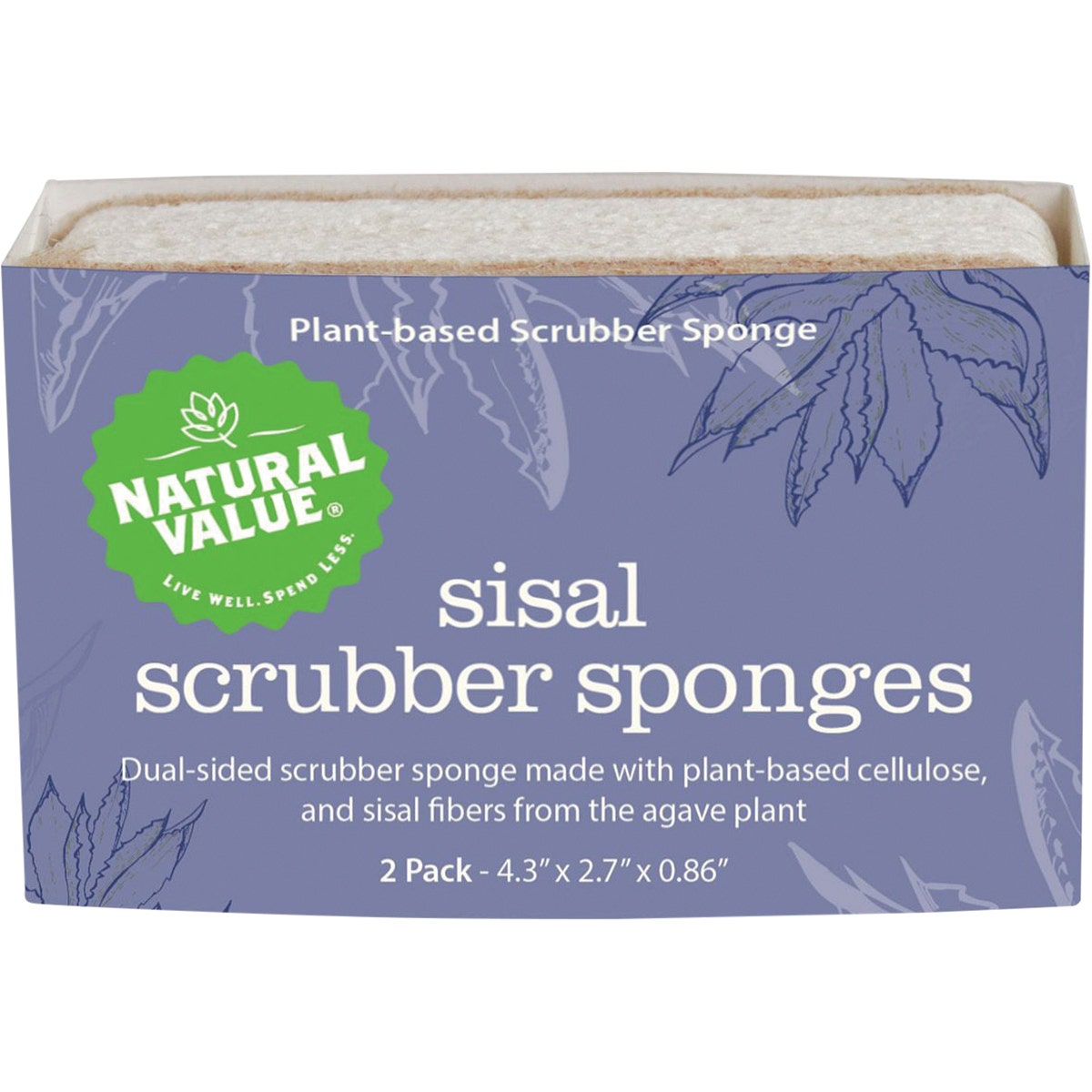 Natural Value Sisal Scrubber Sponge 2pk - Cutprice Online